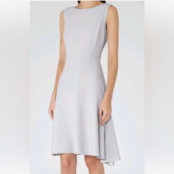Reiss Dresses & Skirts - REISS Yuki fit-flare asymmetrical blue gray dress with handkerchief hem, size 6